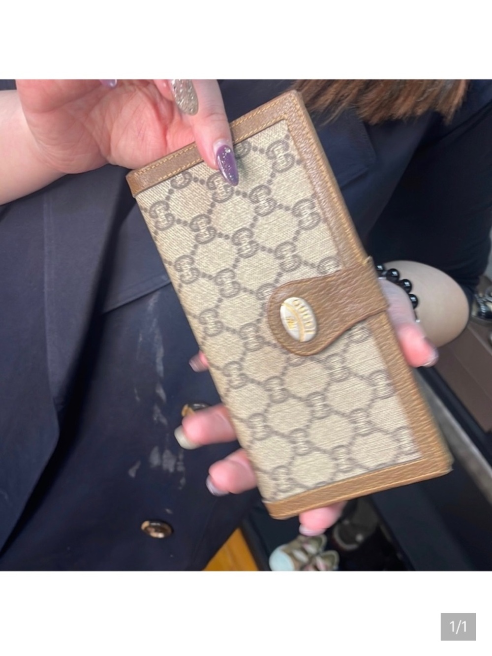 Gucci Leather/Canvas GG Supreme Monogram Long Wallet — True Vintage!